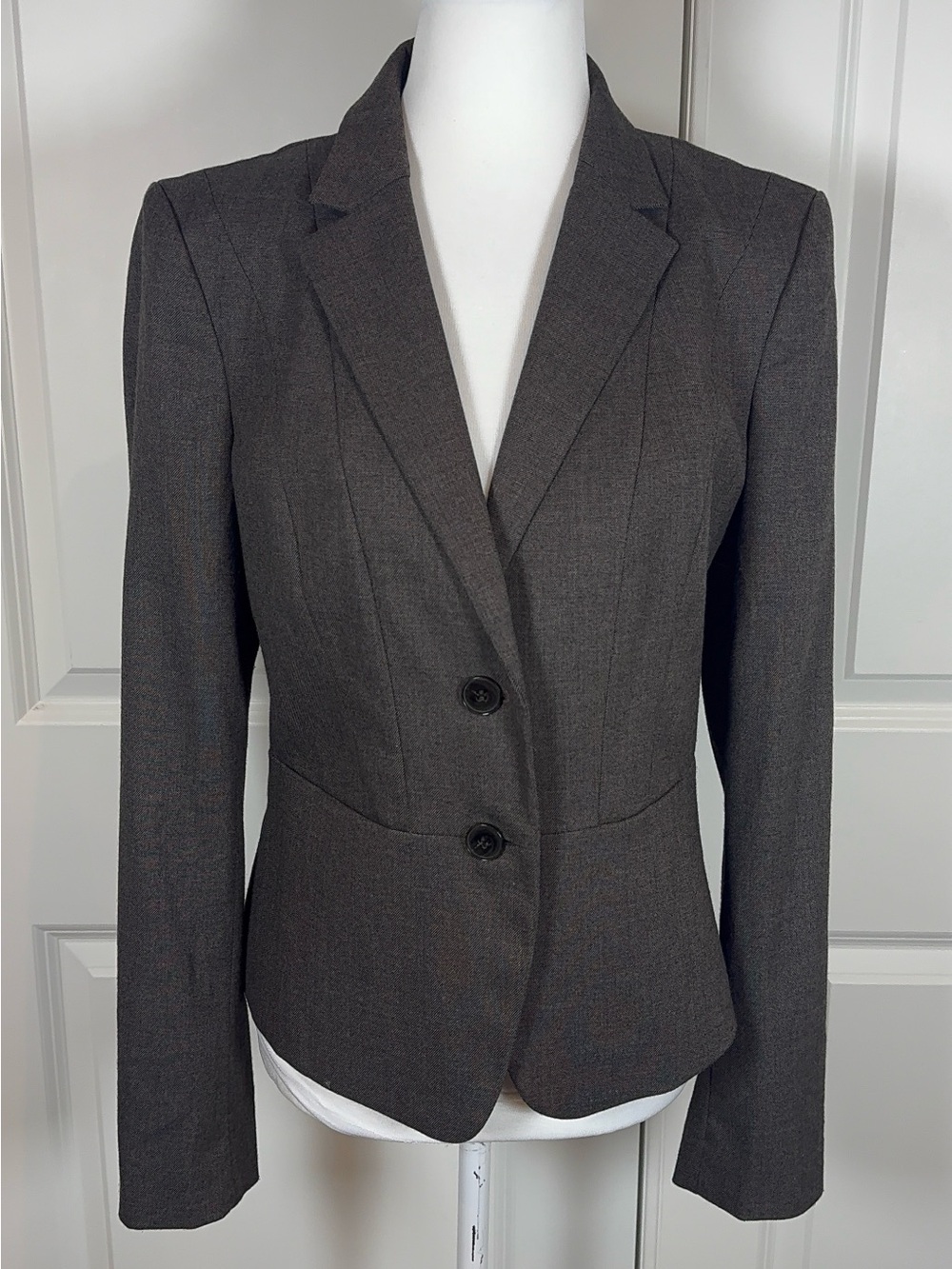 Ann Taylor Brown Blazer 6 Stretch Tailored Fitted Career Workwear Office Work